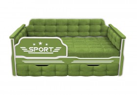 Кровать 190 серии Спорт 2 ящика 76 Зелёный (мягкие боковые накладки) в Владимире - vladimir.katalogmebeli.com | фото