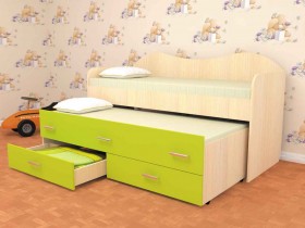 Кровать детская Нимфа двухместная 2.0 Дуб молочный/Лайм в Владимире - vladimir.katalogmebeli.com | фото