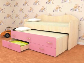 Кровать детская Нимфа двухместная 2.0 Дуб молочный/Розовый в Владимире - vladimir.katalogmebeli.com | фото