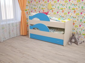 Кровать детская Радуга 1600 Млечный дуб/Голубой в Владимире - vladimir.katalogmebeli.com | фото