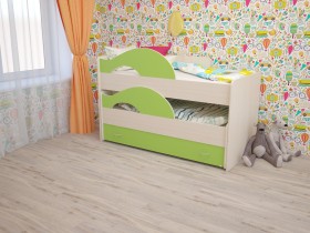 Кровать детская Радуга 1600 Млечный дуб/Салатовый в Владимире - vladimir.katalogmebeli.com | фото
