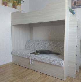 Кровать двухъярусная с диваном (Беленый дуб) в Владимире - vladimir.katalogmebeli.com | фото