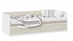 Кровать «Сканди» с 2 ящиками Дуб Гарден/Белый/Глиняный серый в Владимире - vladimir.katalogmebeli.com | фото