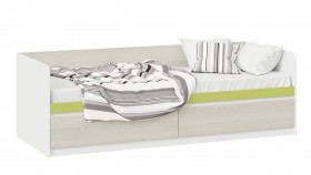 Кровать «Сканди» с 2 ящиками Дуб Гарден/Белый/Зеленый в Владимире - vladimir.katalogmebeli.com | фото