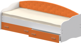 Кровать Софа-8 с мягкой спинкой (900х2000) Белый/Оранжевый в Владимире - vladimir.katalogmebeli.com | фото