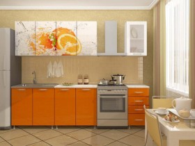 Кухонный гарнитур 1,8м Апельсин (Белый/Оранжевый металлик/Фотопечать апельсин) в Владимире - vladimir.katalogmebeli.com | фото