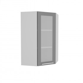 Квадро ВПУС 550 шкаф верхний угловой со стеклом высокий (Железо/корпус Серый) в Владимире - vladimir.katalogmebeli.com | фото